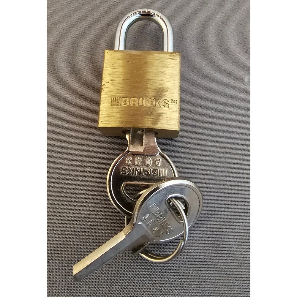 Vintage Brinks Hardened Miniature Luggage Padlock w/Keys - 1-3/8" x 3/4"- works